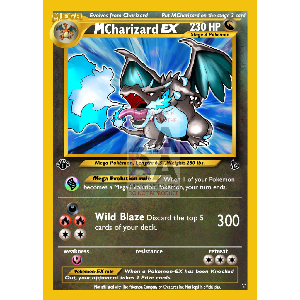 Mega Charizard X Ex Base Set Extended Art Custom Pokemon Card
