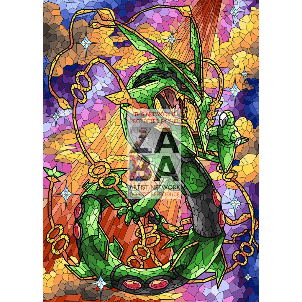 Mega Rayquaza V (Stained-Glass) Custom Pokemon Card - ZabaTV