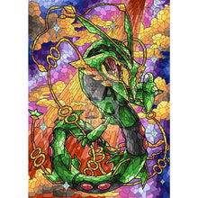 Rayquaza V (Stained-Glass) Custom Pokemon Card Standard / Textless Silver Foil