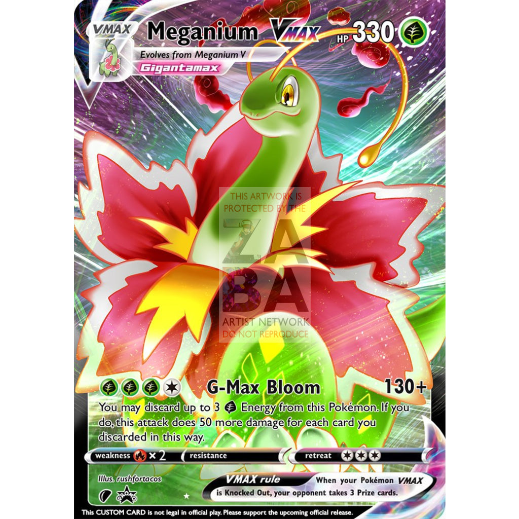 Meganium Vmax (Dynamax) Custom Pokemon Card Regular / Silver Foil