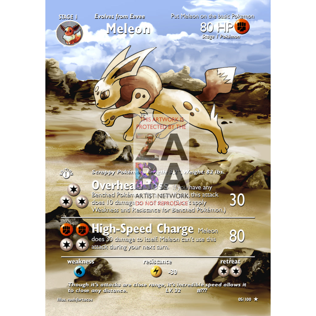 Meleon (Eeveelution) Custom Pokemon Card - ZabaTV