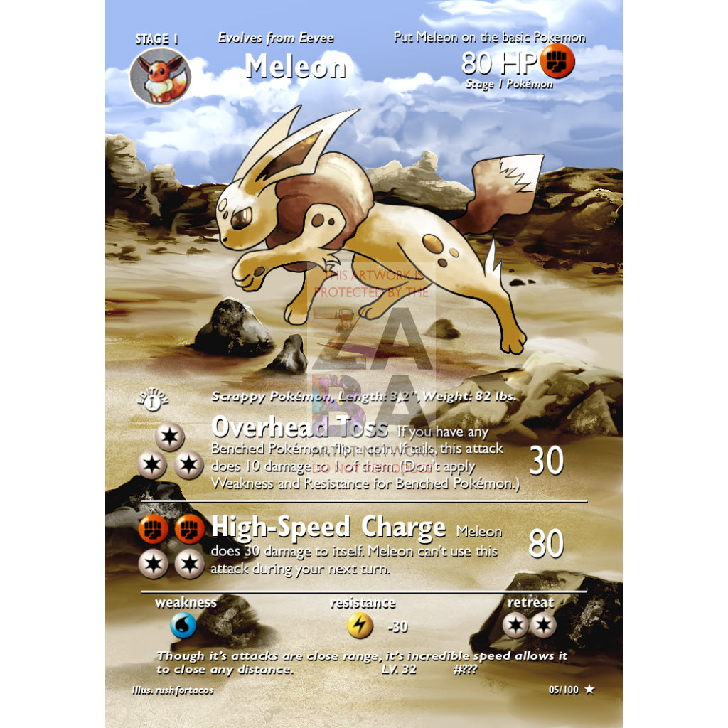 Meleon (Eeveelution) Custom Pokemon Card - ZabaTV