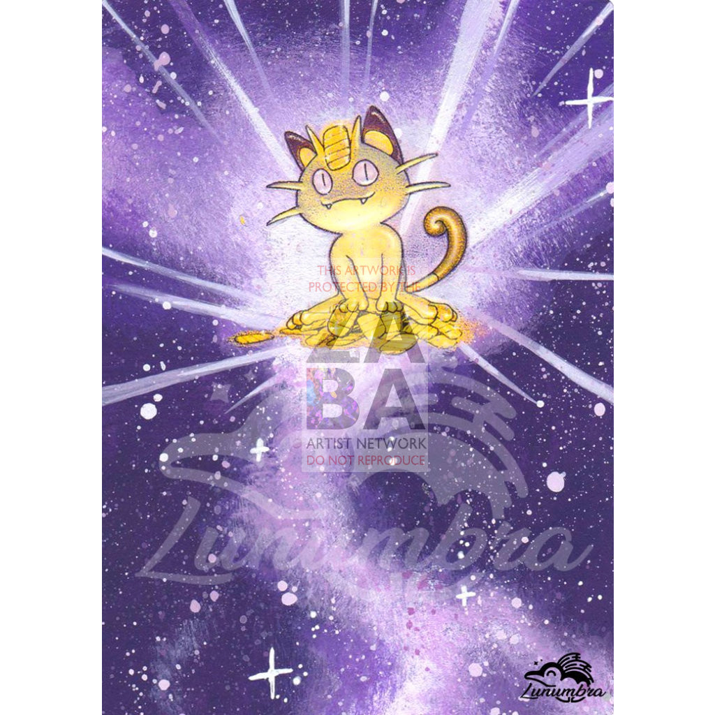 Meowth 56/64 Jungle Set Extended Art Custom Pokemon Card Textless Silver Holographic