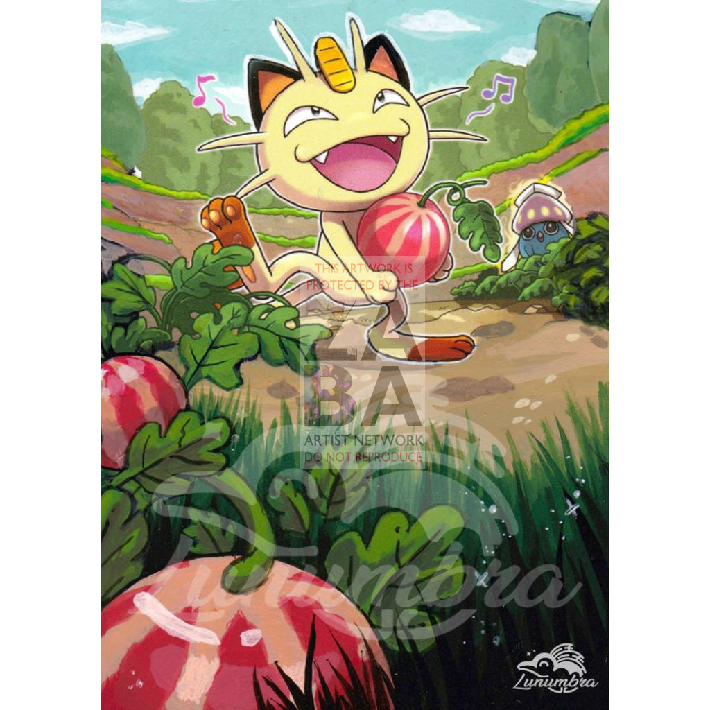 Meowth 67/108 Xy Roaring Skies Extended Art Custom Pokemon Card Textless Silver Holographic