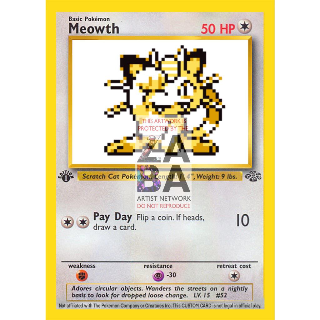 Meowth Game Sprite Custom Pokemon Card - ZabaTV