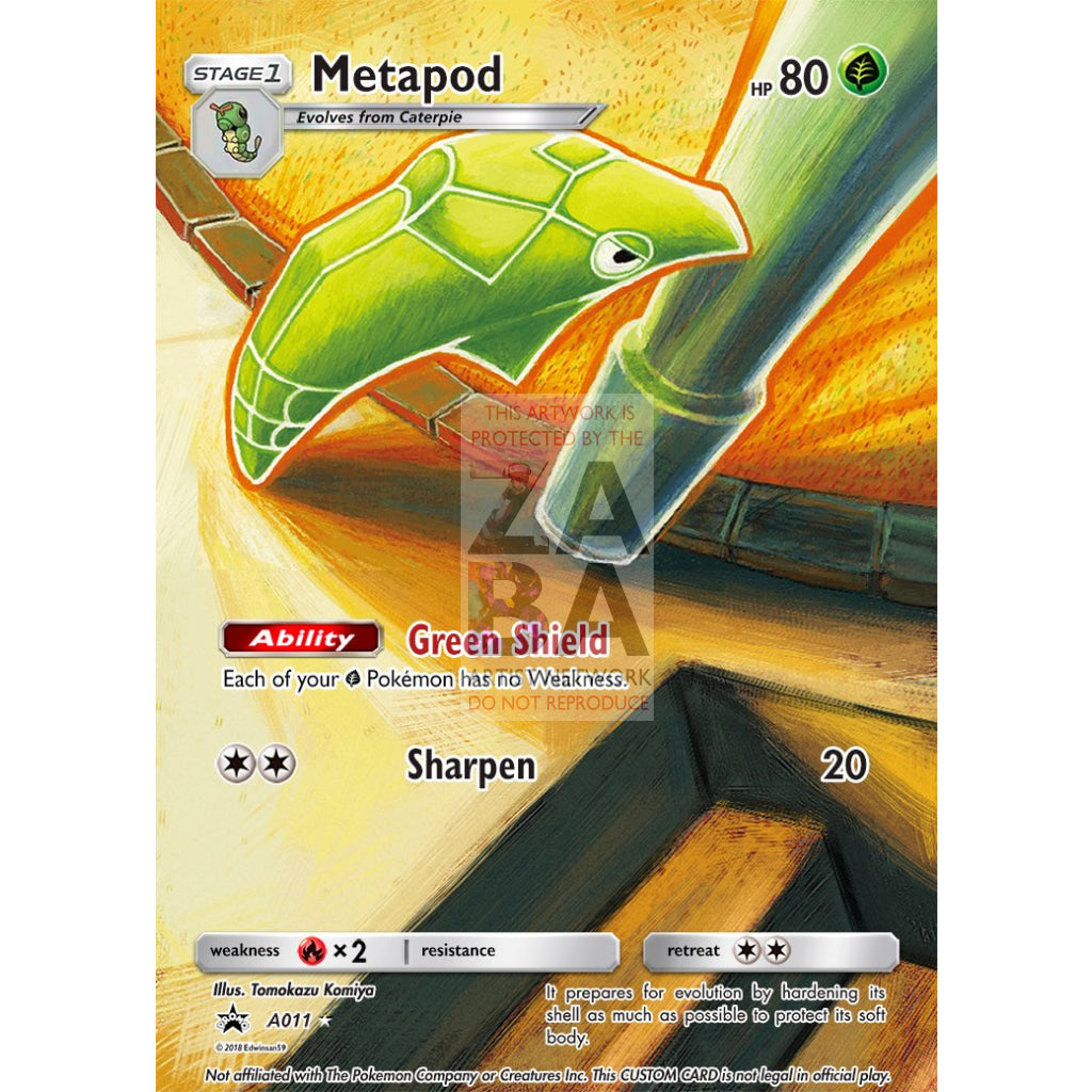 Metapod 46/123 Heartgold & Soulsilver Extended Art Custom Pokemon Card Premium Non-Holographic /