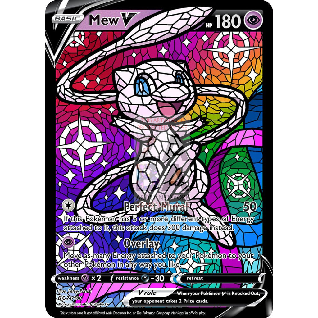 Mew V Stained-Glass Custom Pokemon Card - ZabaTV