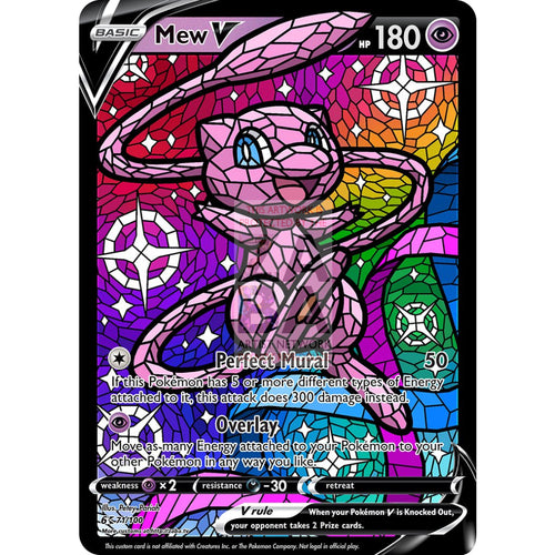 Mew V Stained-Glass Custom Pokemon Card Standard / Silver Foil