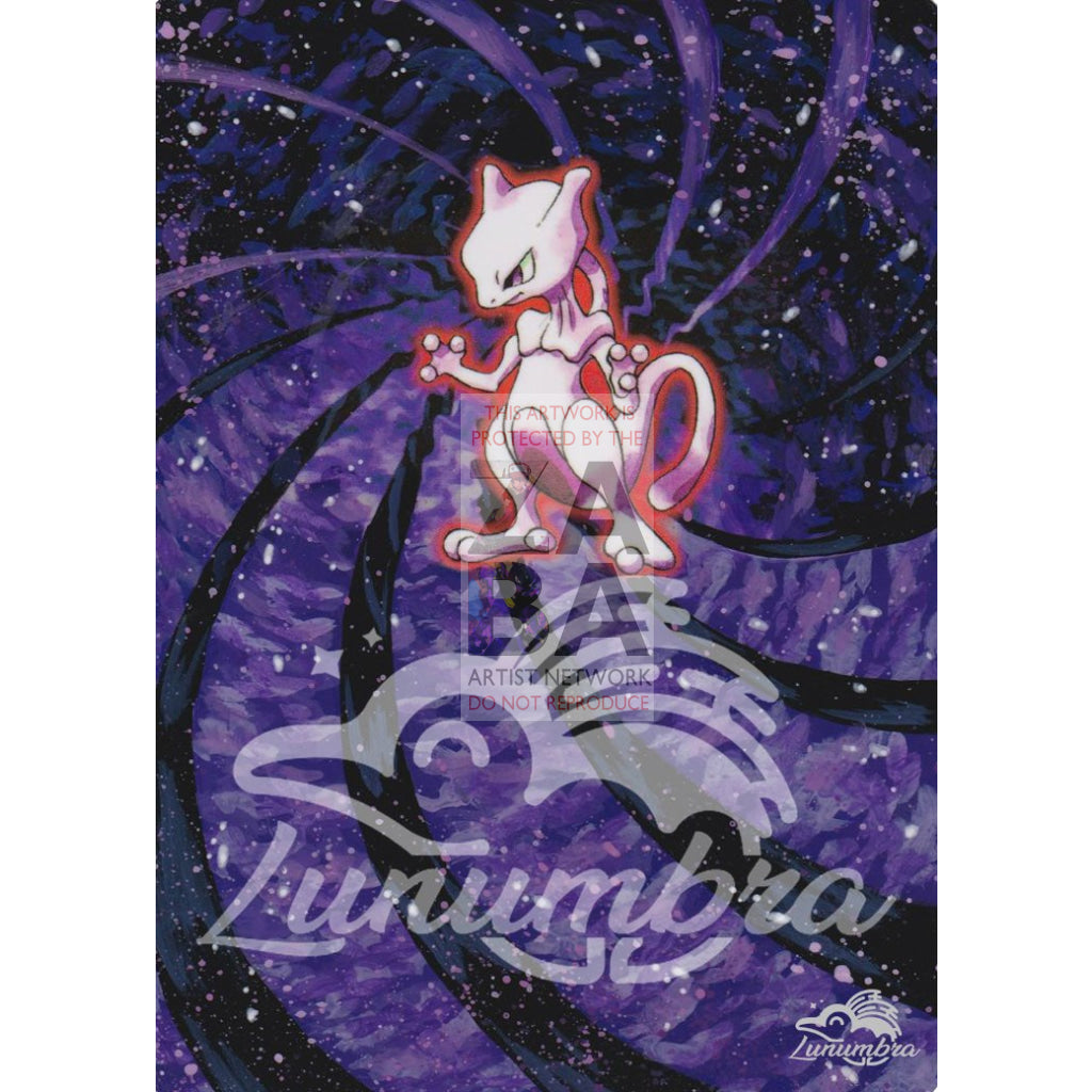 Mewtwo 10/102 Base Extended Art Custom Pokemon Card Textless Silver Holographic