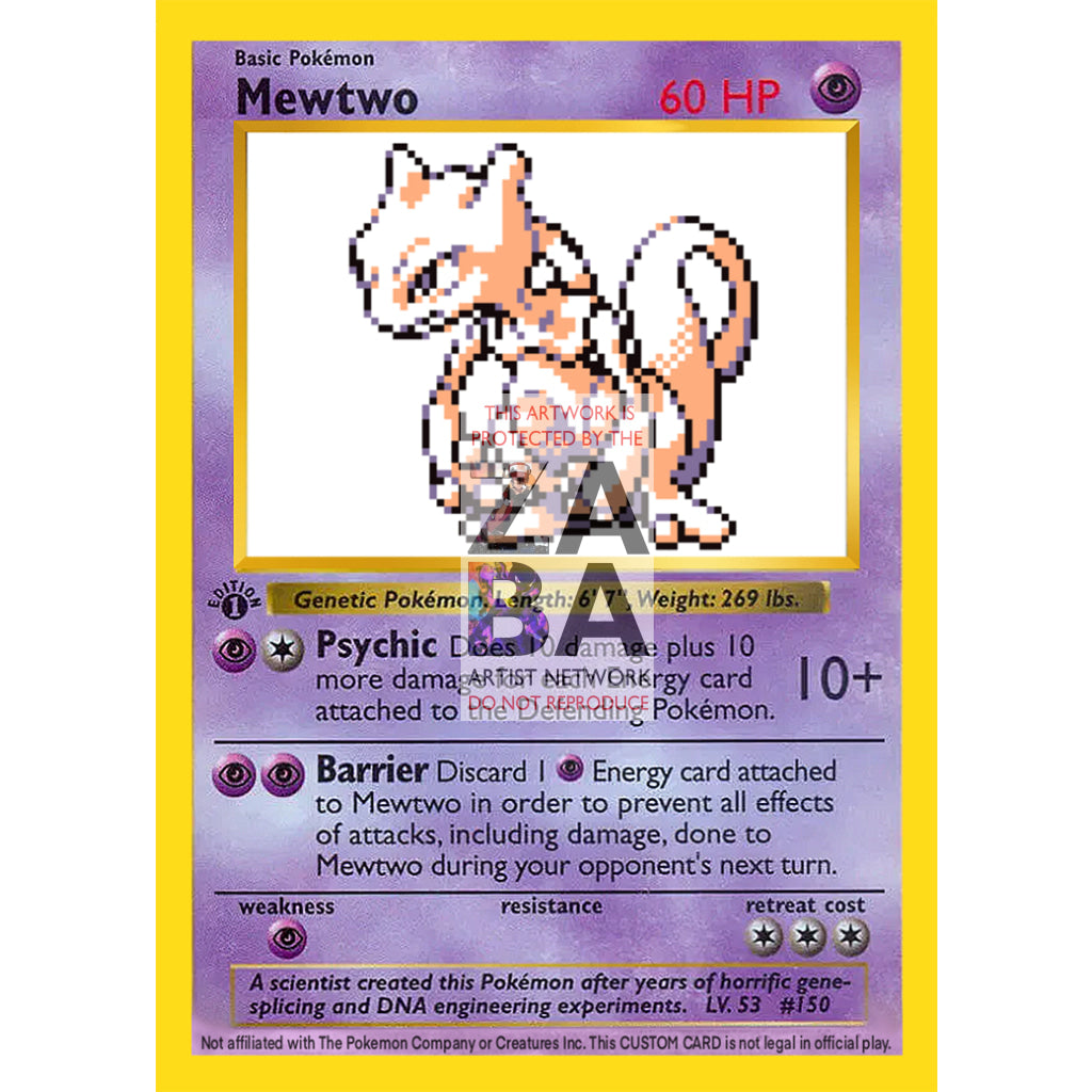 Mewtwo Game Sprite Custom Pokemon Card - ZabaTV