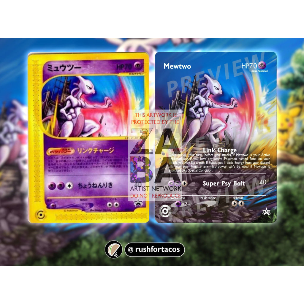 Mewtwo Japanese Happy Adventure Rally 2002 Promo 46 Extended Art Custom Pokemon Card - ZabaTV