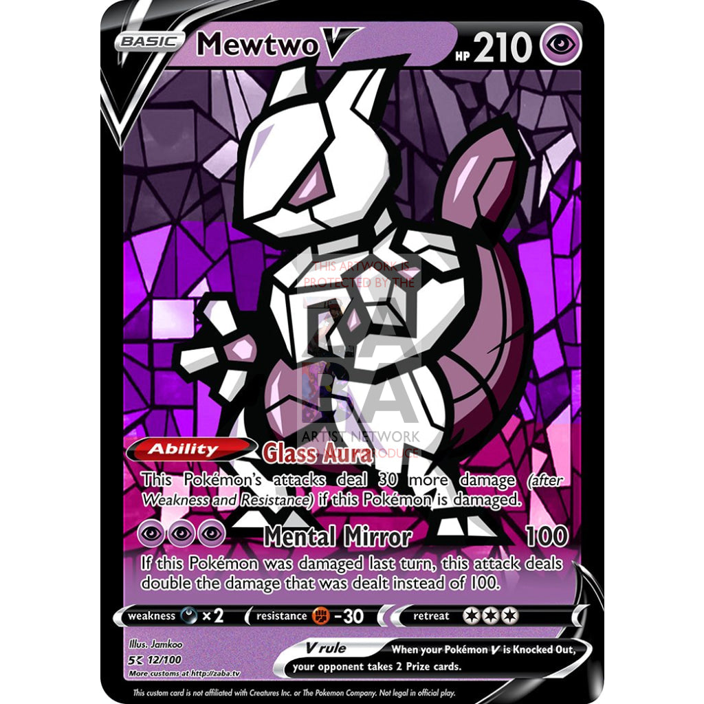 Mewtwo V (Stained-Glass) Custom Pokemon Card - ZabaTV