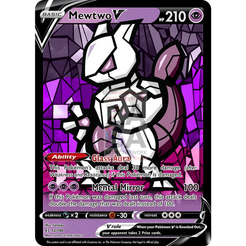 Mewtwo V (Stained-Glass) Custom Pokemon Card Silver Foil