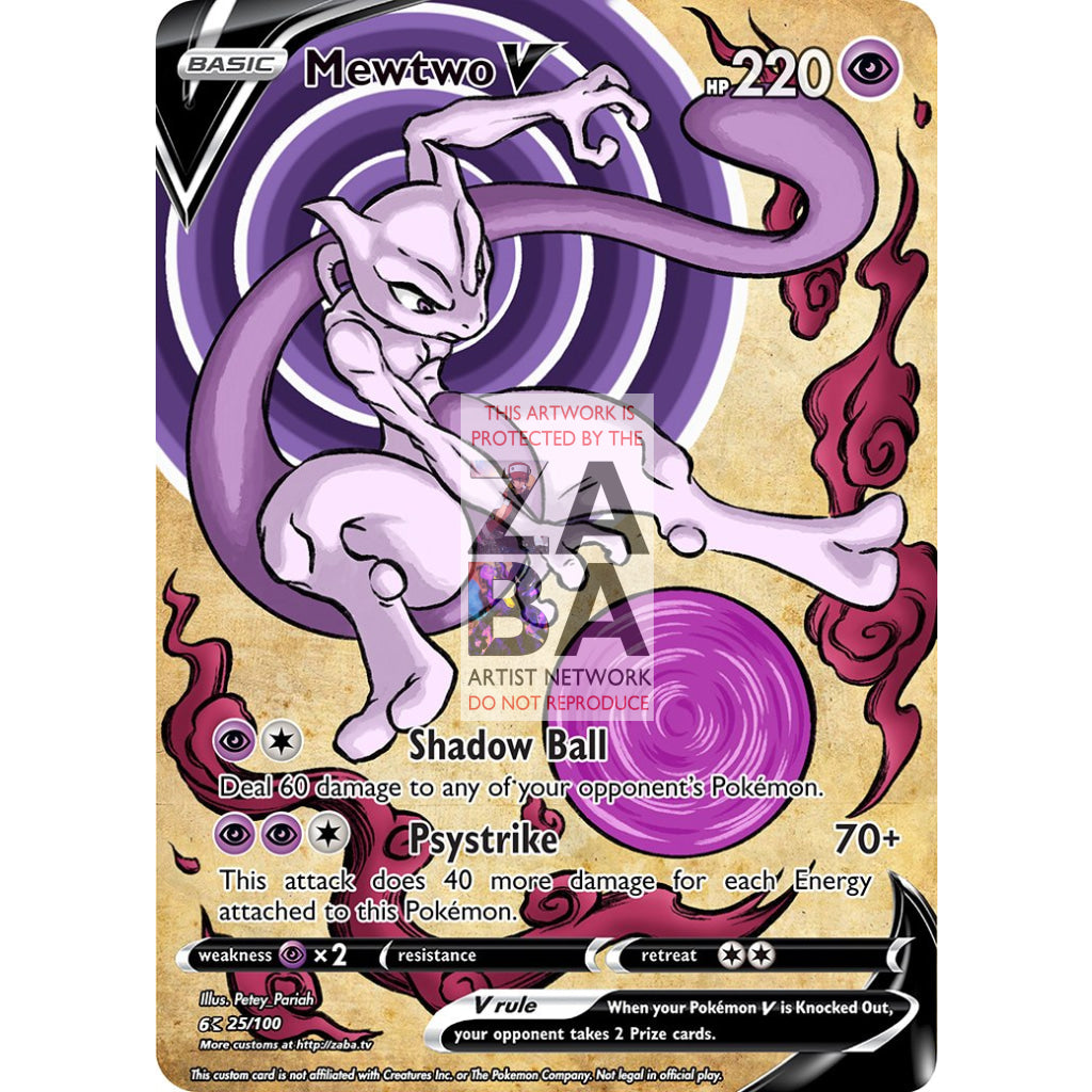 Mewtwo V (Traditional Japanese Style Inspired) Custom Pokemon Card - ZabaTV