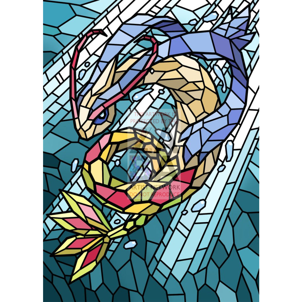 Milotic V (Stained-Glass) Custom Pokemon Card Shining / Textless Silver Foil
