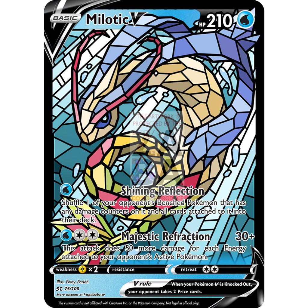 Milotic V (Stained-Glass) Custom Pokemon Card Silver Foil / Shiny