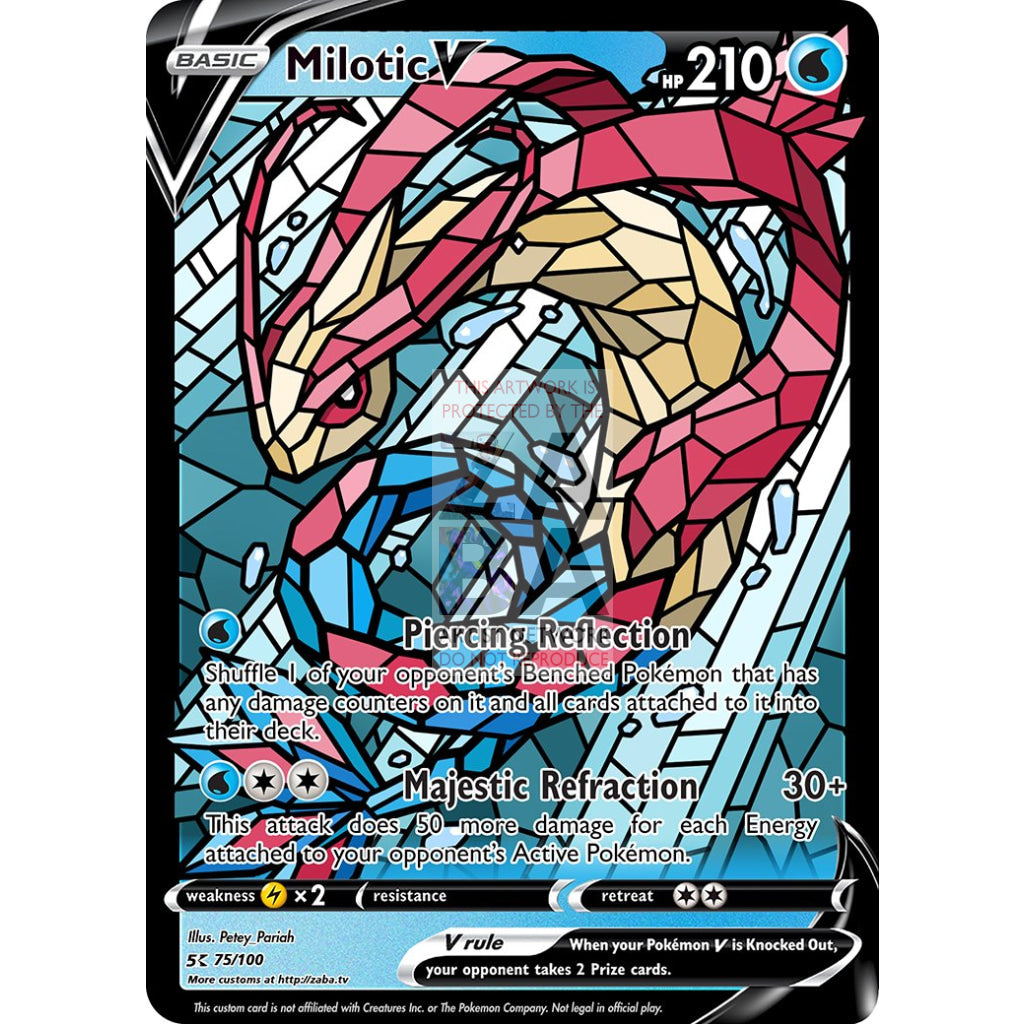Milotic V (Stained-Glass) Custom Pokemon Card Silver Foil / Standard
