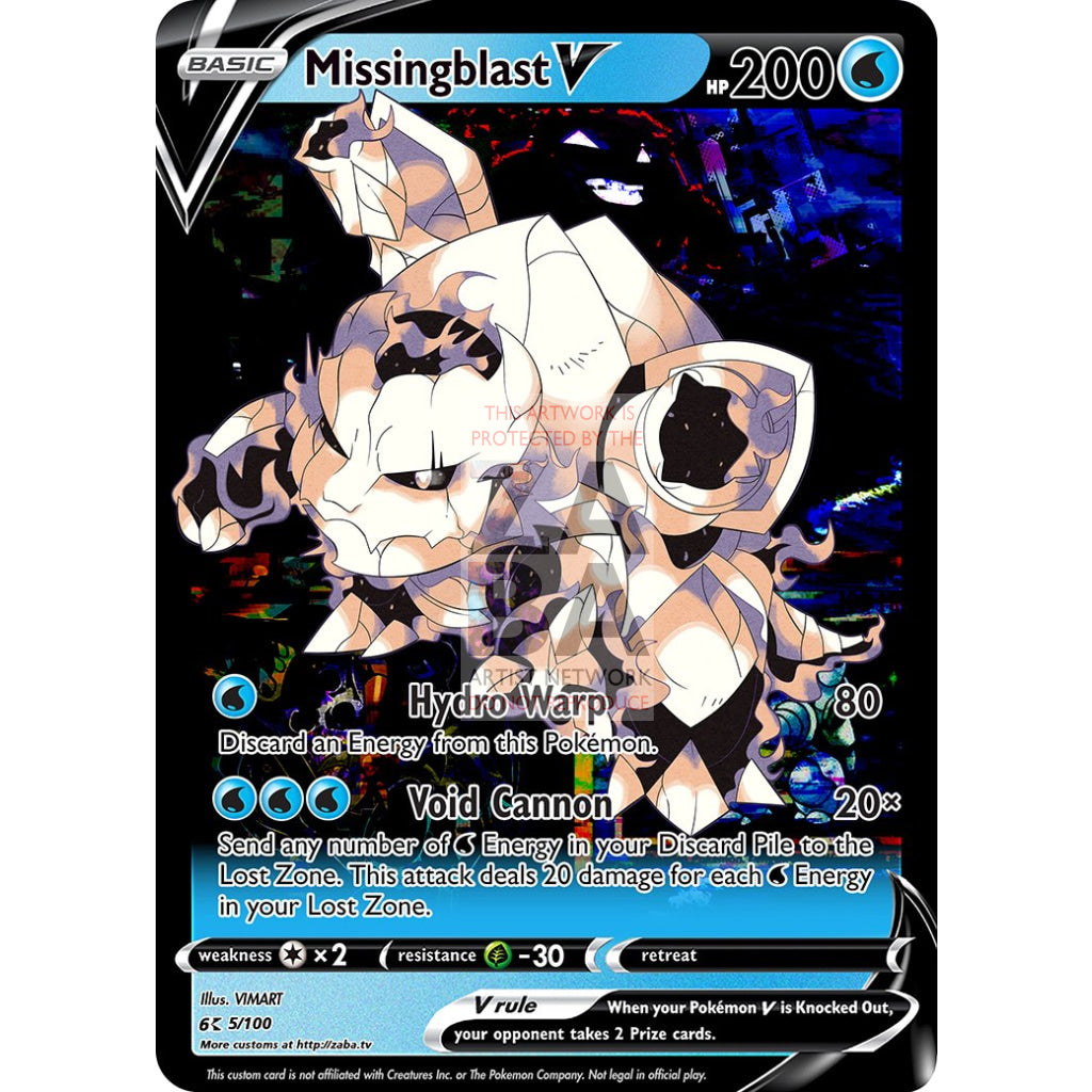 MISSINGBLAST V (Missingno + Blastoise) Custom Pokemon Card - ZabaTV