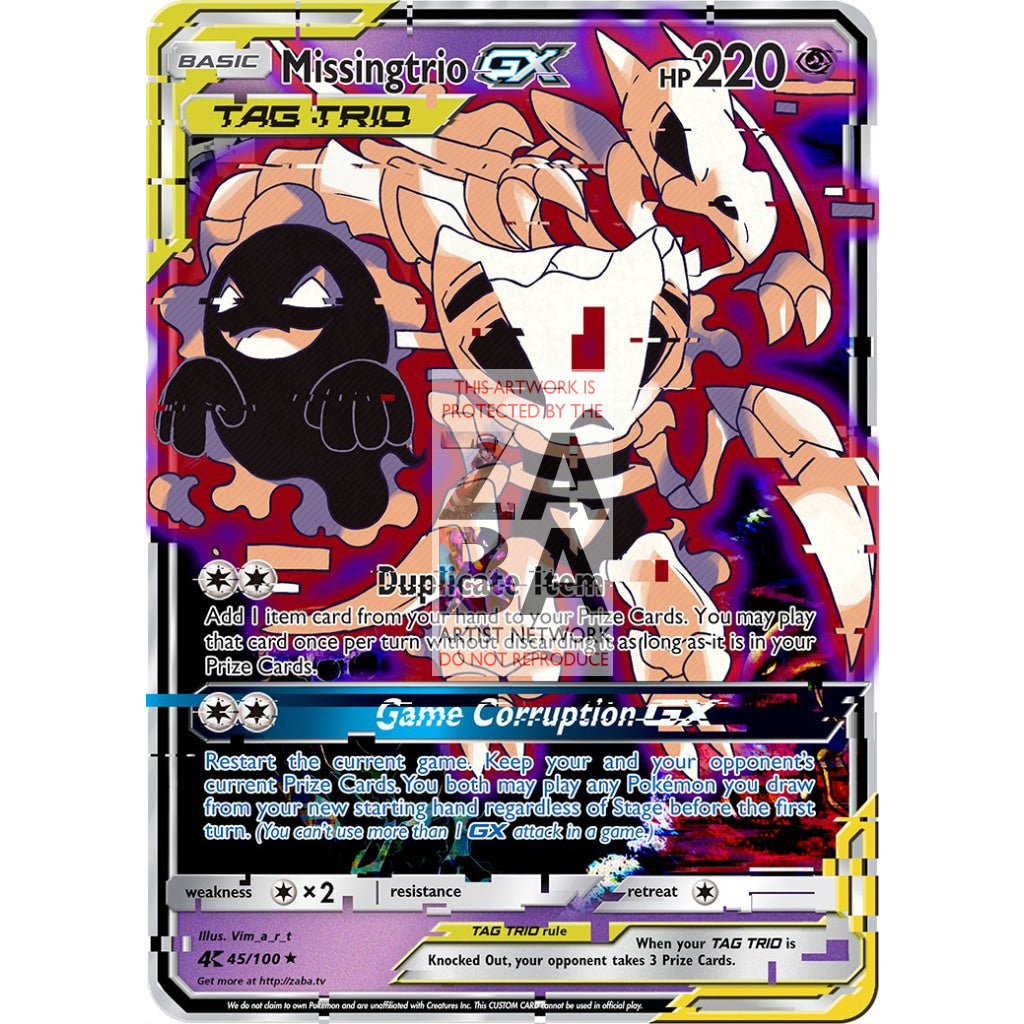 Missingtrio GX (Missingno Tag Team) Custom Pokemon Card - ZabaTV