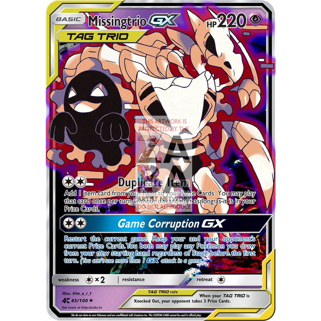 Missingtrio GX (Missingno Tag Team) Custom Pokemon Card - ZabaTV