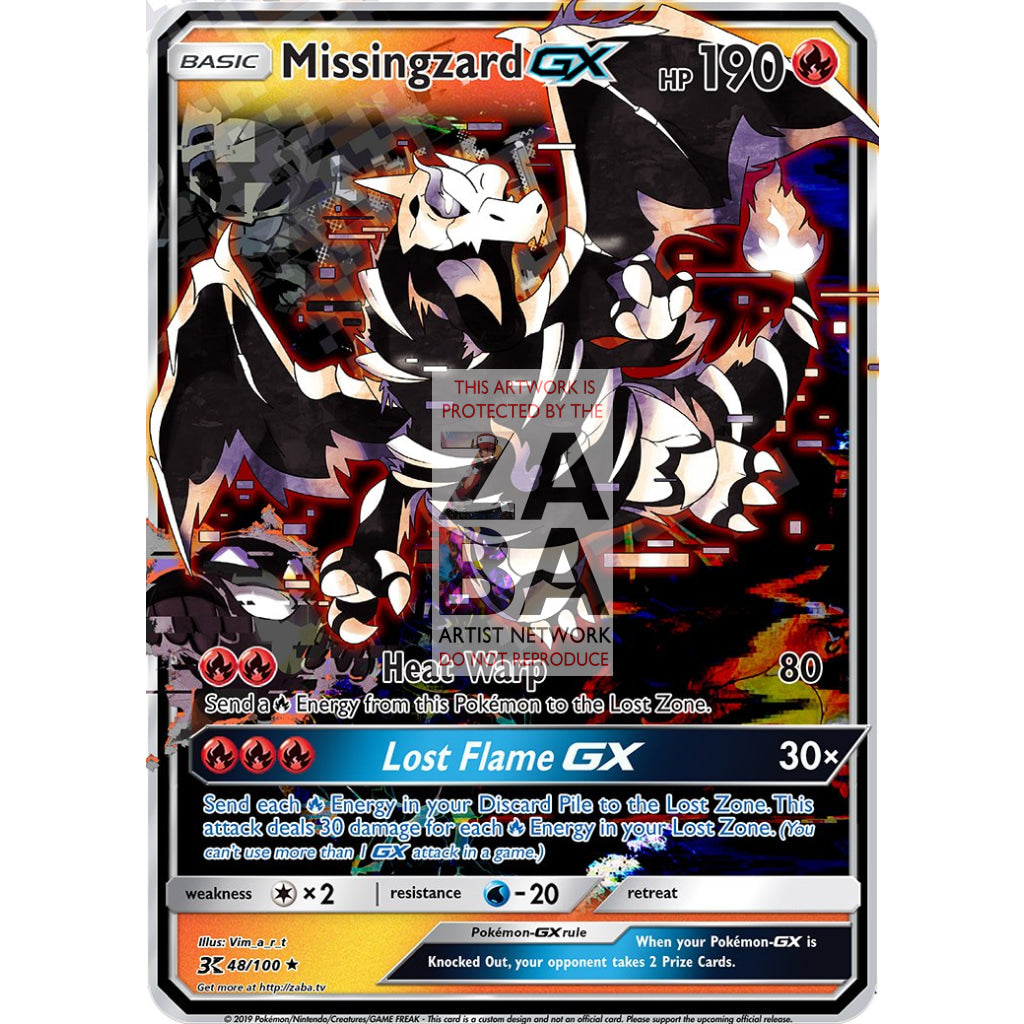 MISSINGZARD GX (Missingno + Charizard) Custom Pokemon Card - ZabaTV