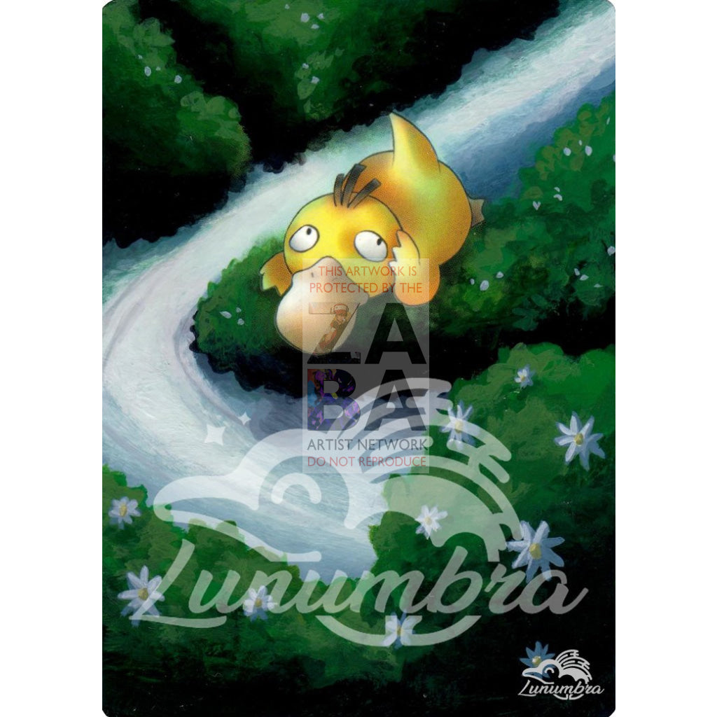 Mistys Psyduck 54/132 Gym Heroes Extended Art Custom Pokemon Card Textless Silver Holographic