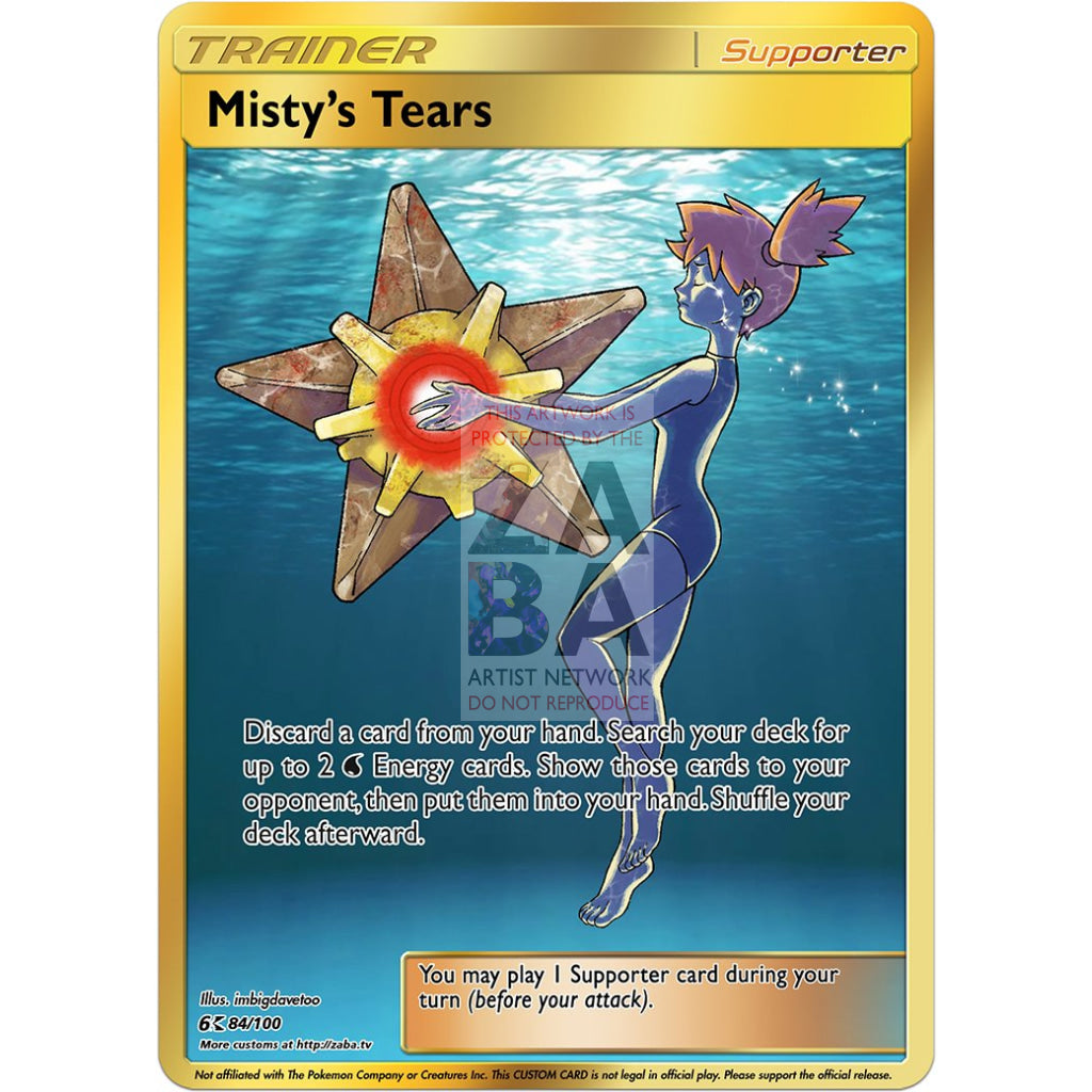 Misty's Tears Full Art Gold Custom Pokemon Card - ZabaTV