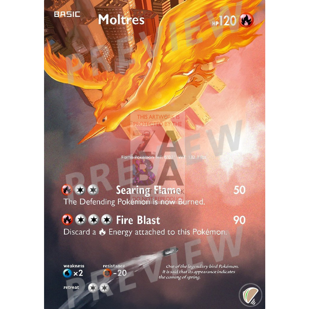 Moltres 22/113 Legendary Treasures Extended Art Custom Pokemon Card - ZabaTV