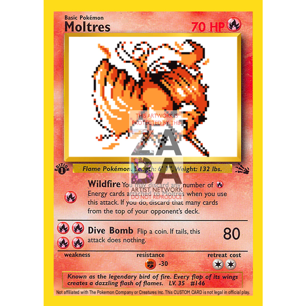 Moltres Game Sprite Custom Pokemon Card - ZabaTV