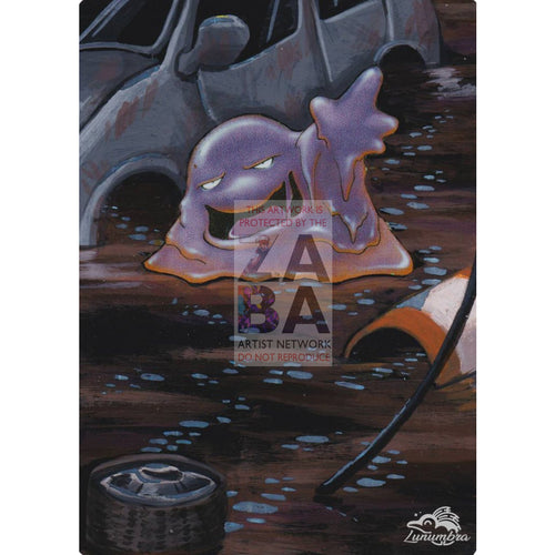 Muk 13/62 Fossil Extended Art Custom Pokemon Card Textless Silver Holographic