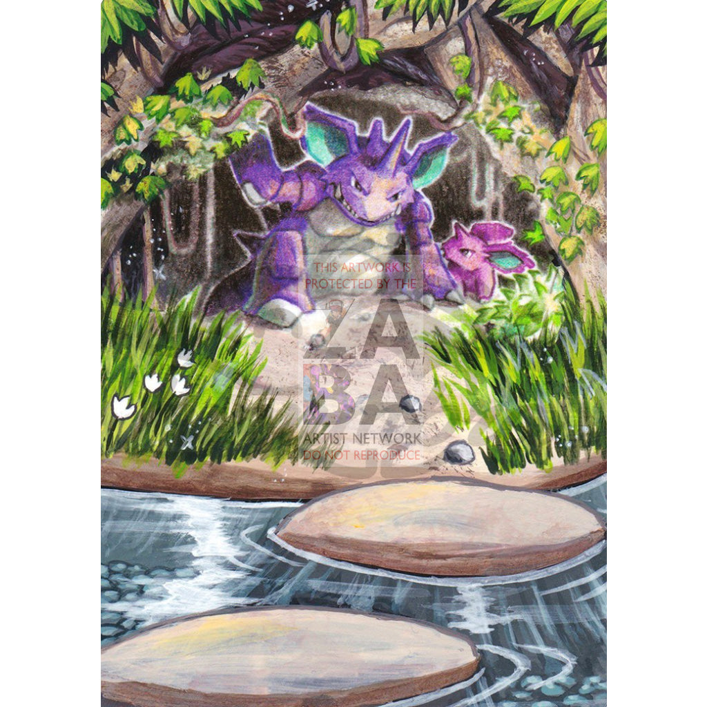 Nidoking 45/114 Xy Steam Siege Extended Art Custom Pokemon Card Textless Silver Holographic