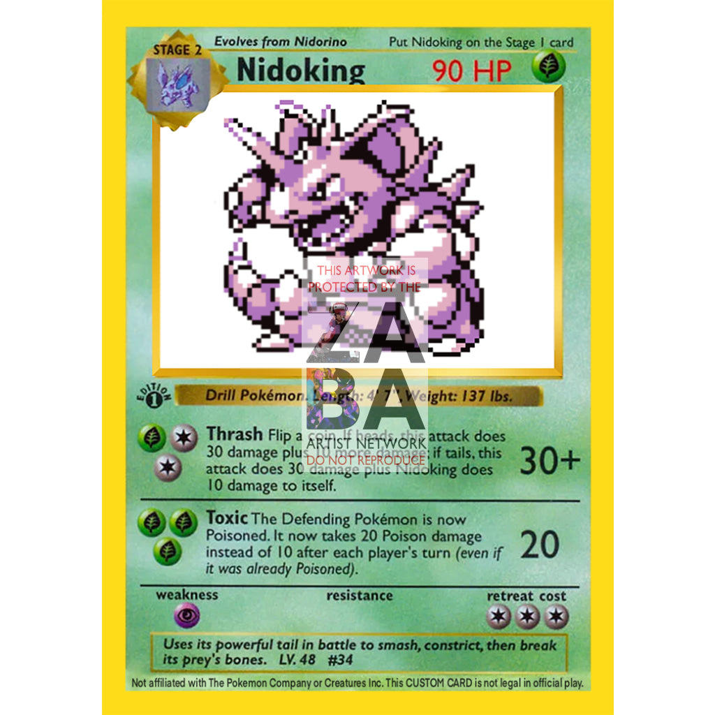 Nidoking Game Sprite Custom Pokemon Card - ZabaTV