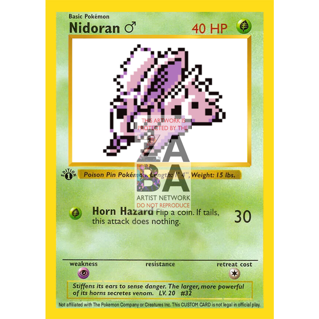 Nidoran♂ Game Sprite Custom Pokemon Card - ZabaTV