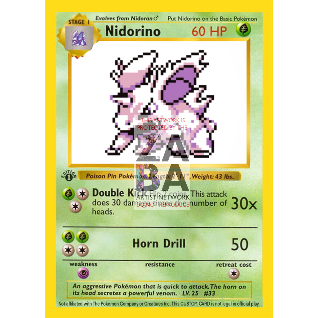 Nidorino Game Sprite Custom Pokemon Card - ZabaTV