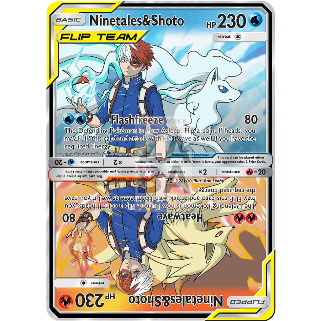 Ninetales & Shoto Flip Custom My Hero Academia X Pokemon Card Silver Foil