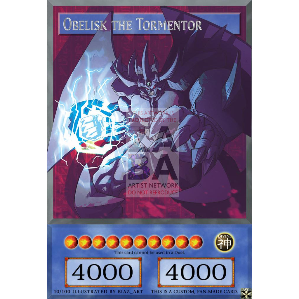 Obelisk The Tormentor Full Art Orica - Custom Yu-Gi-Oh! Card No Effect Box Silver Foil