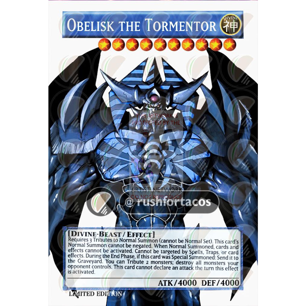 Obelisk The Tormentor V3 Full Art Orica - Custom Yu-Gi-Oh! Card Silver Holographic