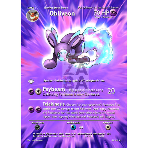 Obliveon (Eeveelution) Custom Pokemon Card Extended Plus Text