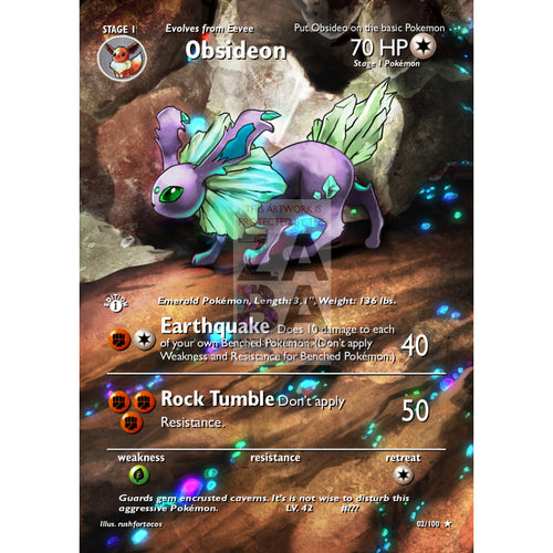Obsideon (Eeveelution) Custom Pokemon Card Extended Plus Text