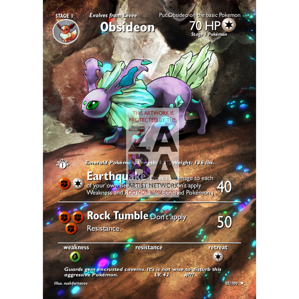 Obsideon (Eeveelution) Custom Pokemon Card - ZabaTV