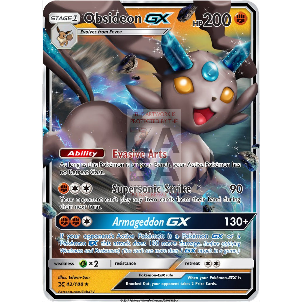 Obsideon GX (Rock Eeveelution) Custom Pokemon Card - ZabaTV