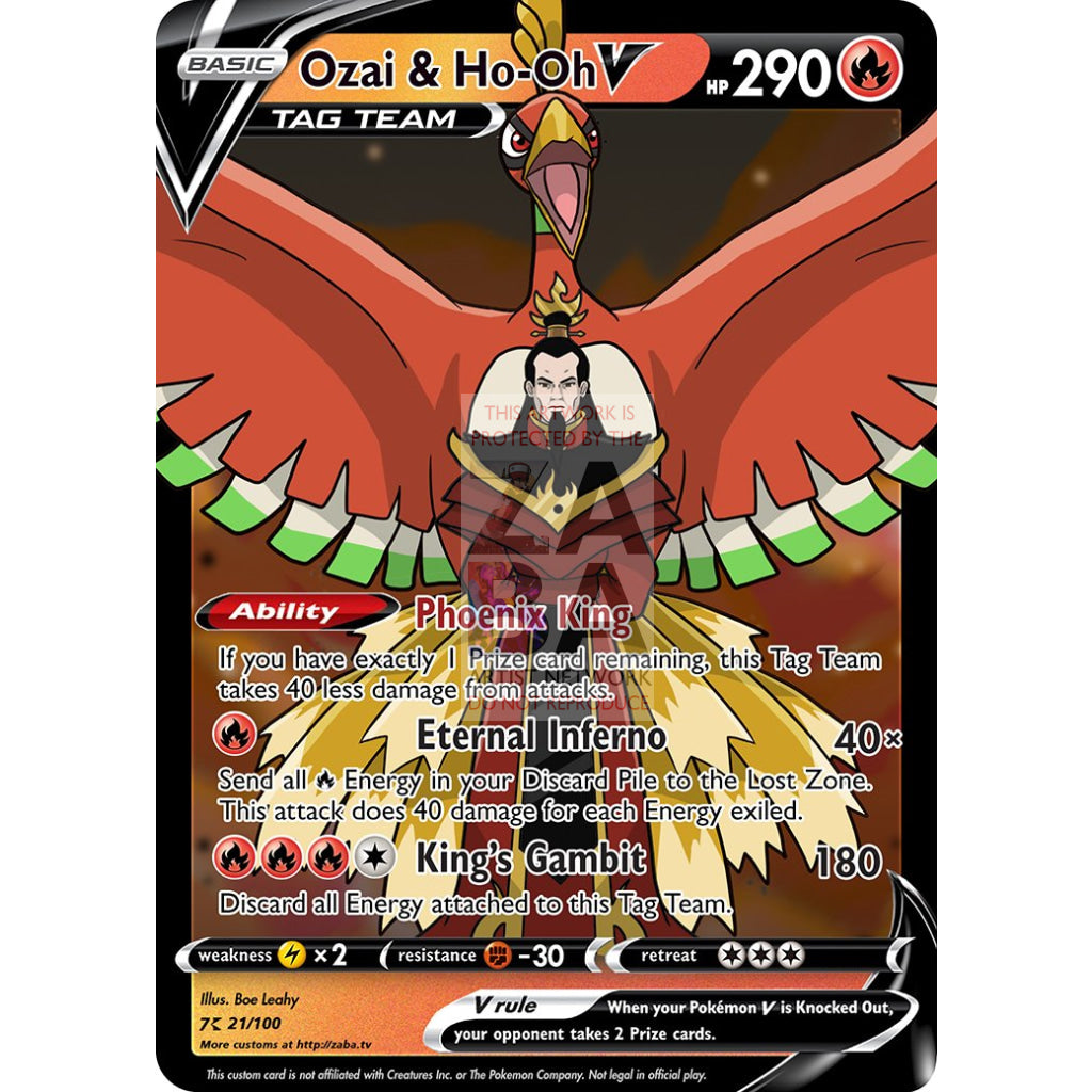 Ozai & Ho-Oh V Custom Atla X Pokemon Card Silver Foil