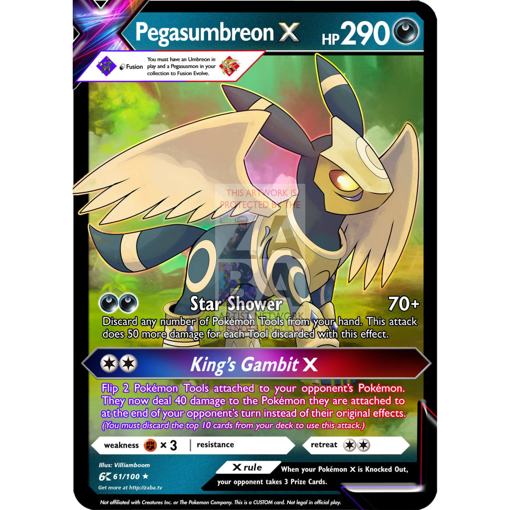 Pegasumbreon X (Pegasusmon x Umbreon) Custom Pokemon Card - ZabaTV