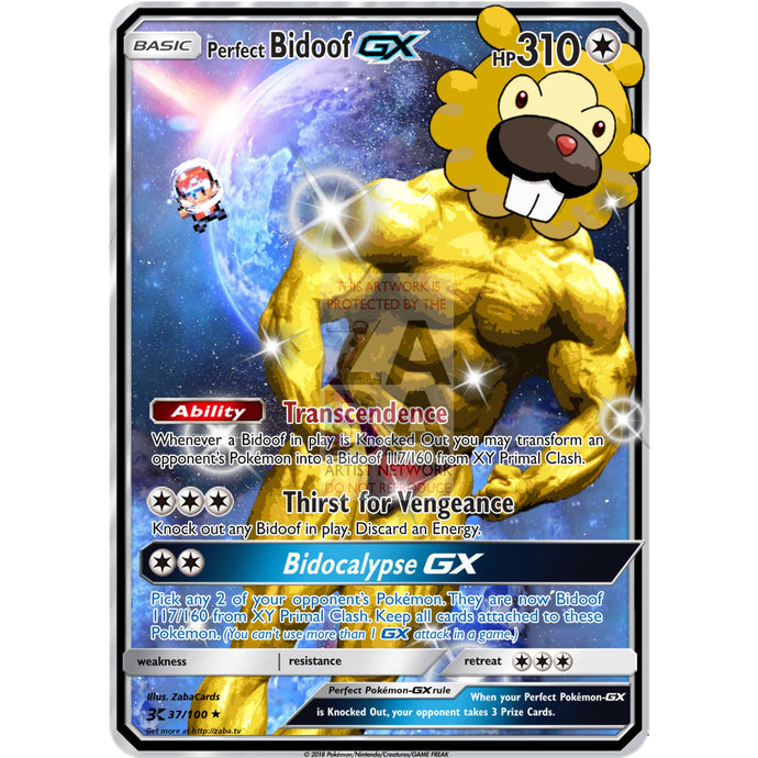 Perfect Bidoof Gx (Inspired By Pokemon Rusty) Custom Card