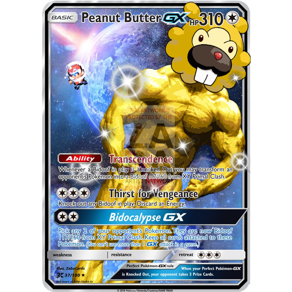 Perfect Bidoof Gx (Inspired By Pokemon Rusty) Custom Card Peanut Butter