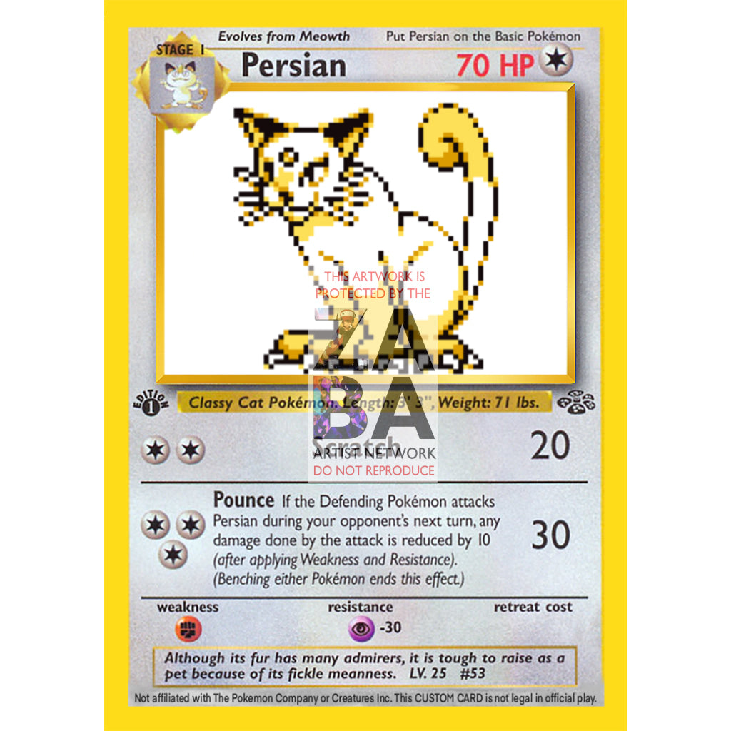 Persian Game Sprite Custom Pokemon Card - ZabaTV