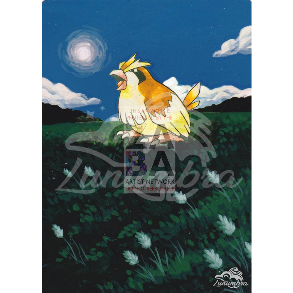 Pidgey 57/102 Base Set Extended Art Custom Pokemon Card Textless Silver Holographic