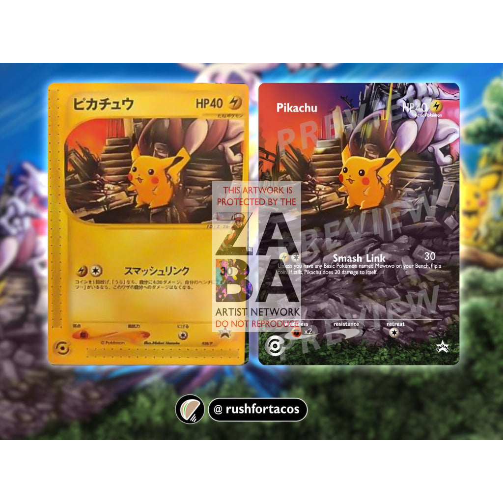 Pikachu Japanese Happy Adventure Rally 2002 Promo 38 Extended Art Custom Pokemon Card - ZabaTV