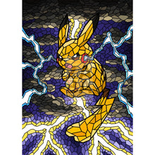 Pikachu V Stained-Glass (With Text) Custom Pokemon Card Female Shining Textless / Silver Foil