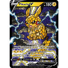 Pikachu V Stained-Glass (With Text) Custom Pokemon Card Female Standard / Shattered Glass